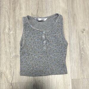 Gray Sleeveless Knit Top